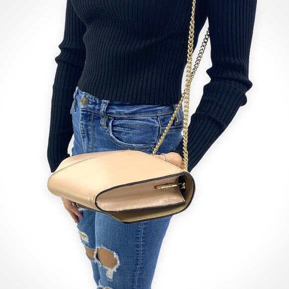 SANDRO Beige Crossbody Bag With Gold Accent Strap - Picture 2 of 9